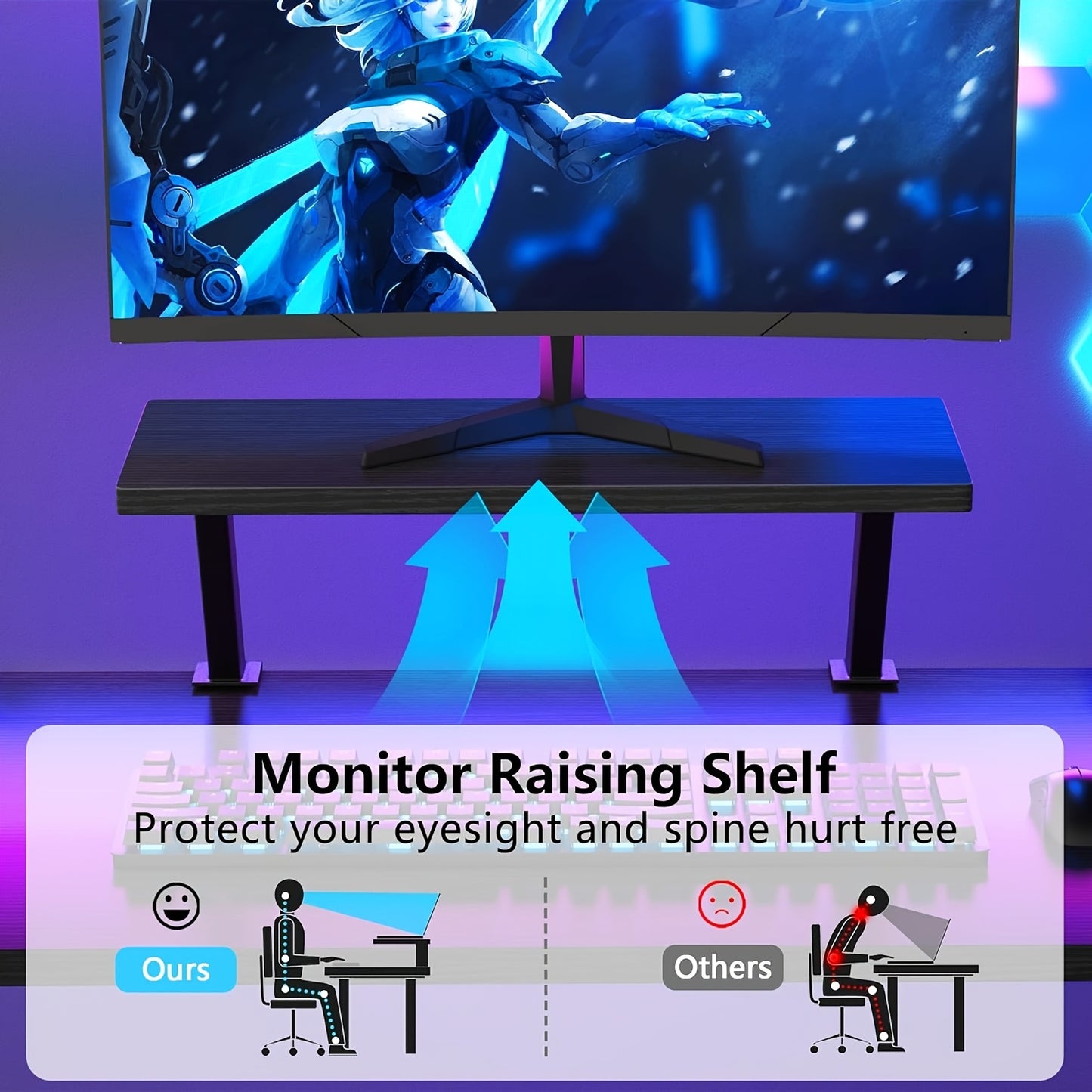 MUSEN L Shaped Gaming Desk With Monitor Stand