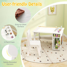 COSTWAY Kids Art Table And Chair Set With Paper Roll