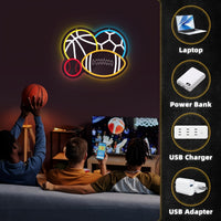 Flybaby Neon Four Sports Balls Wall Sign LED USB Powered