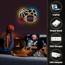 Flybaby Neon Four Sports Balls Wall Sign LED USB Powered