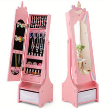 COSTWAY Kids Jewelry Armoire Cabinet With Full Length Mirror