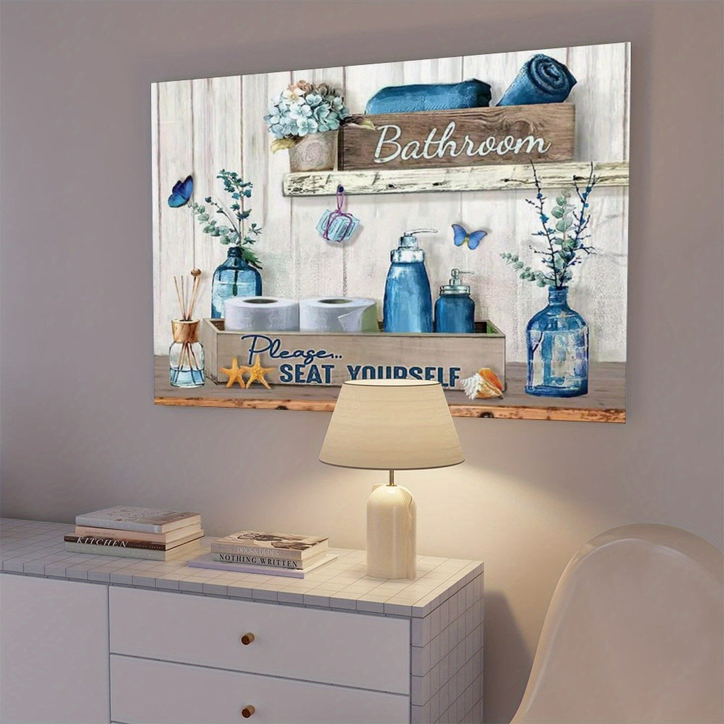 Rustic Wood Frame Canvas Art Please Seat Yourself Humorous Print
