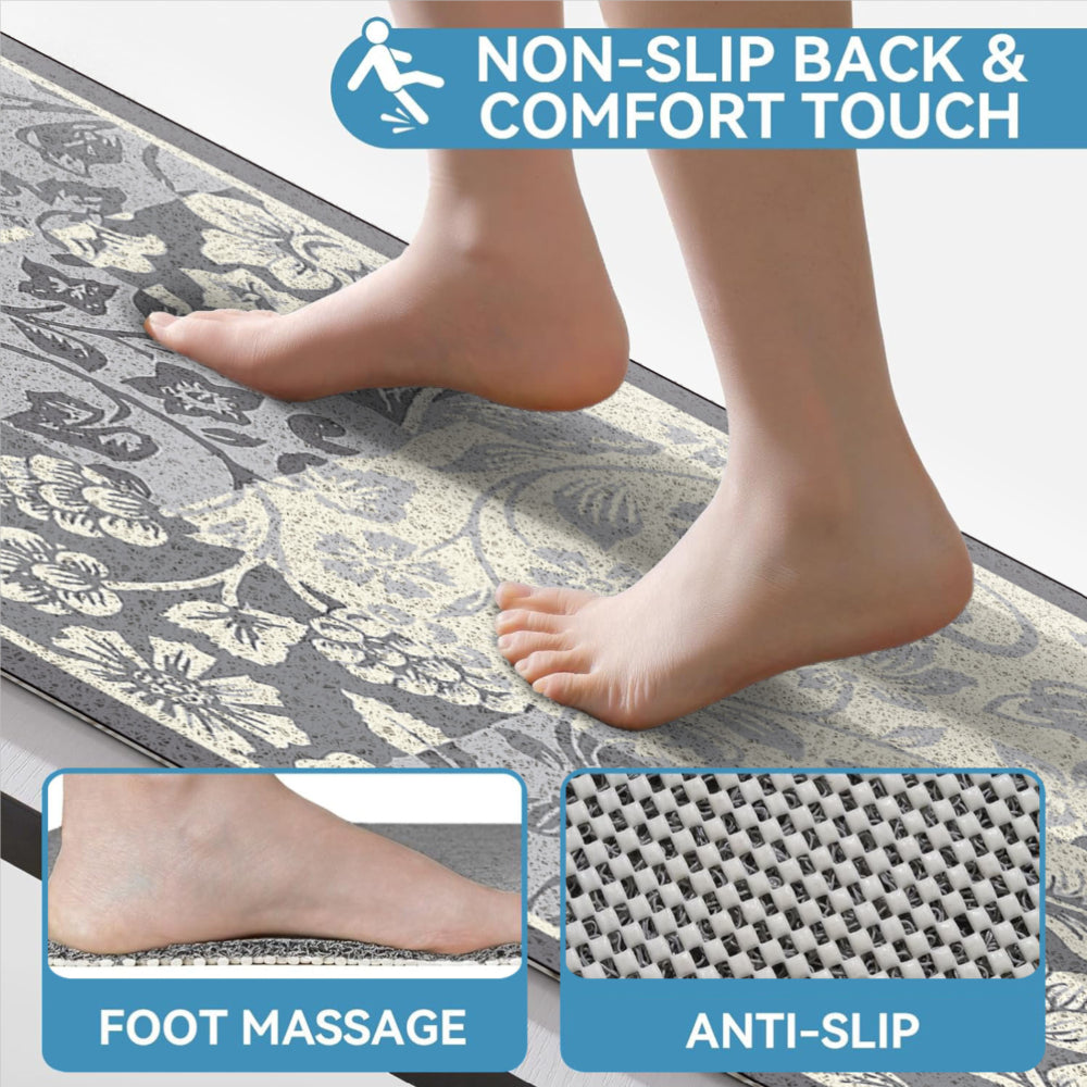 Floral Pattern Non Slip Mildew Resistant Shower Mat Quick Drying
