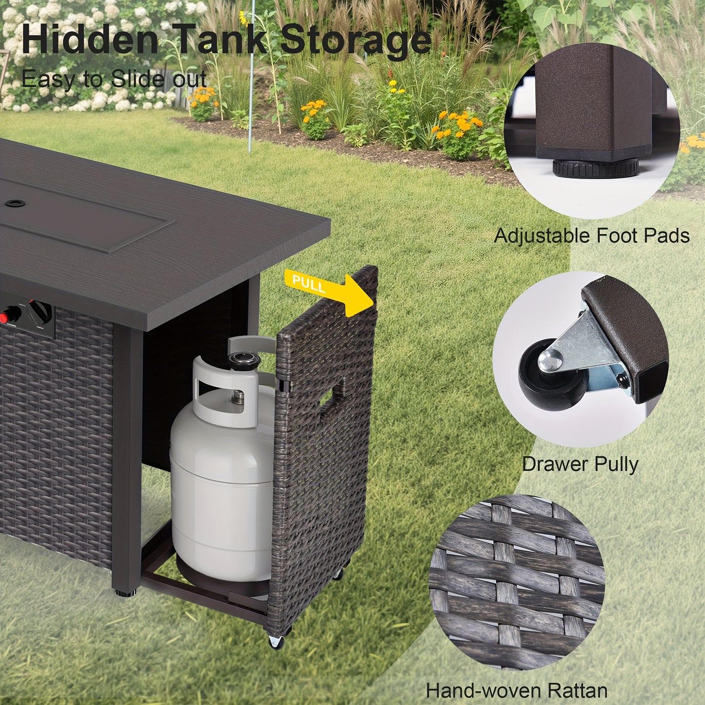 7-Piece Outdoor Patio Furniture Set With Propane Fire Pit Table