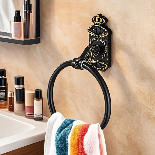 Vintage European Cast Iron Wall Mount Towel Rack With Storage