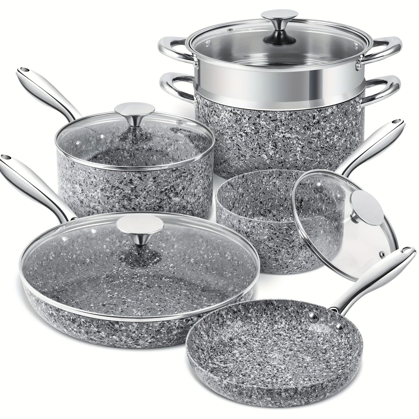 Stone Derived Granite Cookware Set Ultra Nonstick Pots