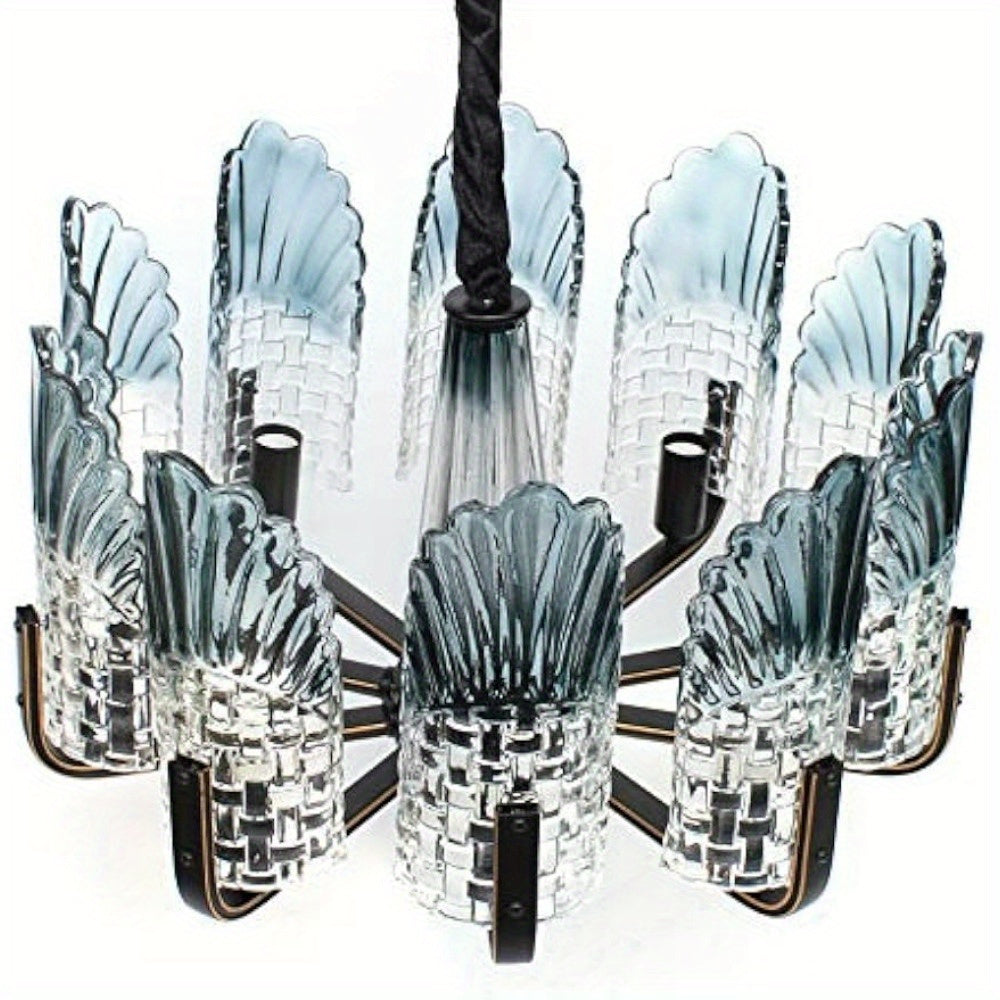 GDRASUYA Modern Crystal Chandelier 10 Light LED Glass Pendant