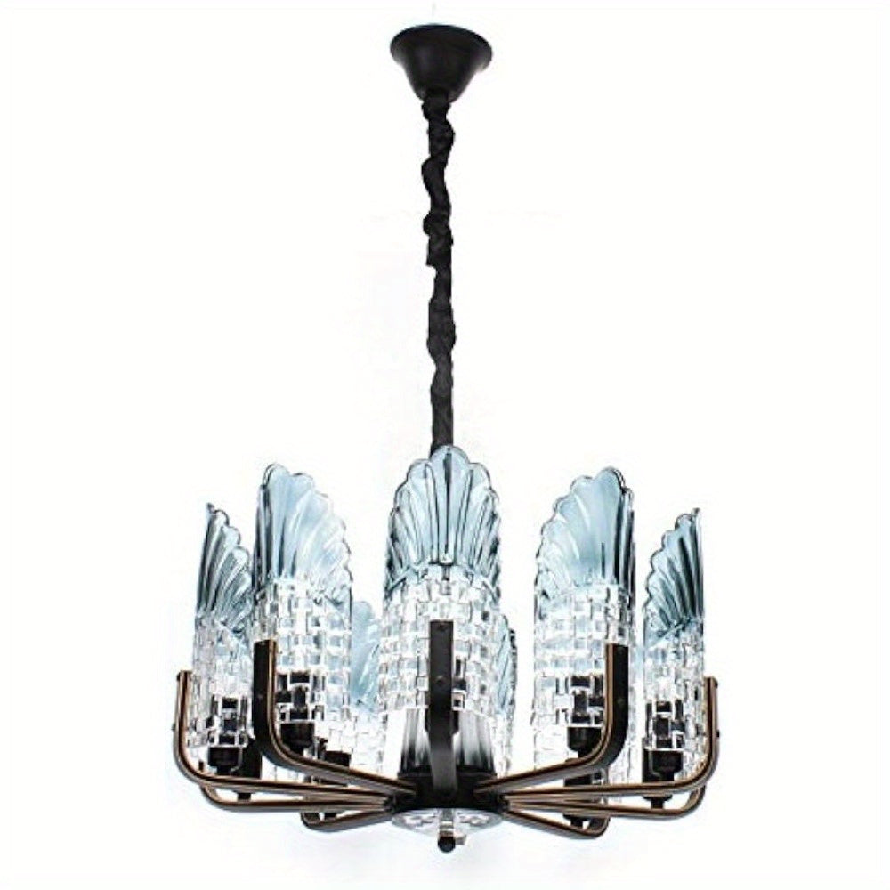 GDRASUYA Modern Crystal Chandelier 10 Light LED Glass Pendant