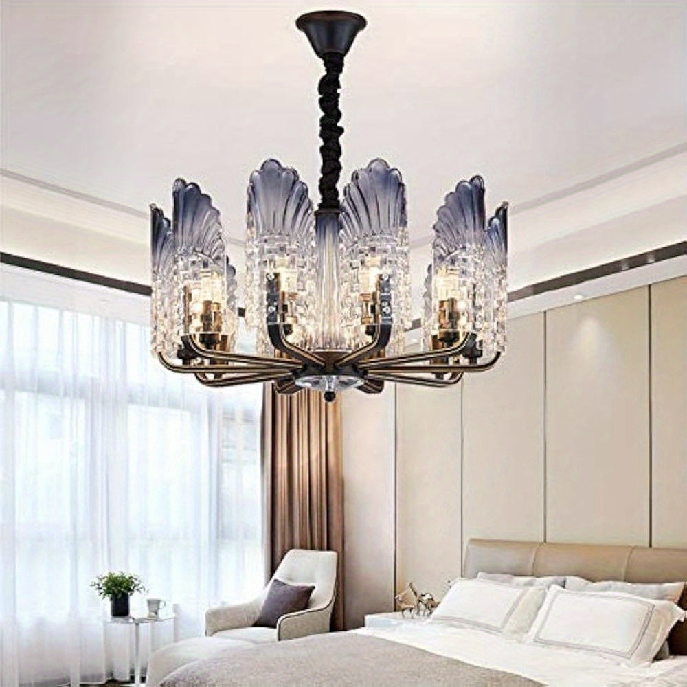 GDRASUYA Modern Crystal Chandelier 10 Light LED Glass Pendant