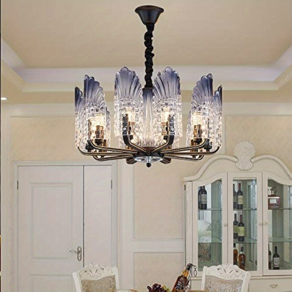 GDRASUYA Modern Crystal Chandelier 10 Light LED Glass Pendant