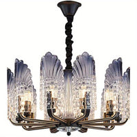 GDRASUYA Modern Crystal Chandelier 10 Light LED Glass Pendant