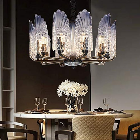 GDRASUYA Modern Crystal Chandelier 10 Light LED Glass Pendant