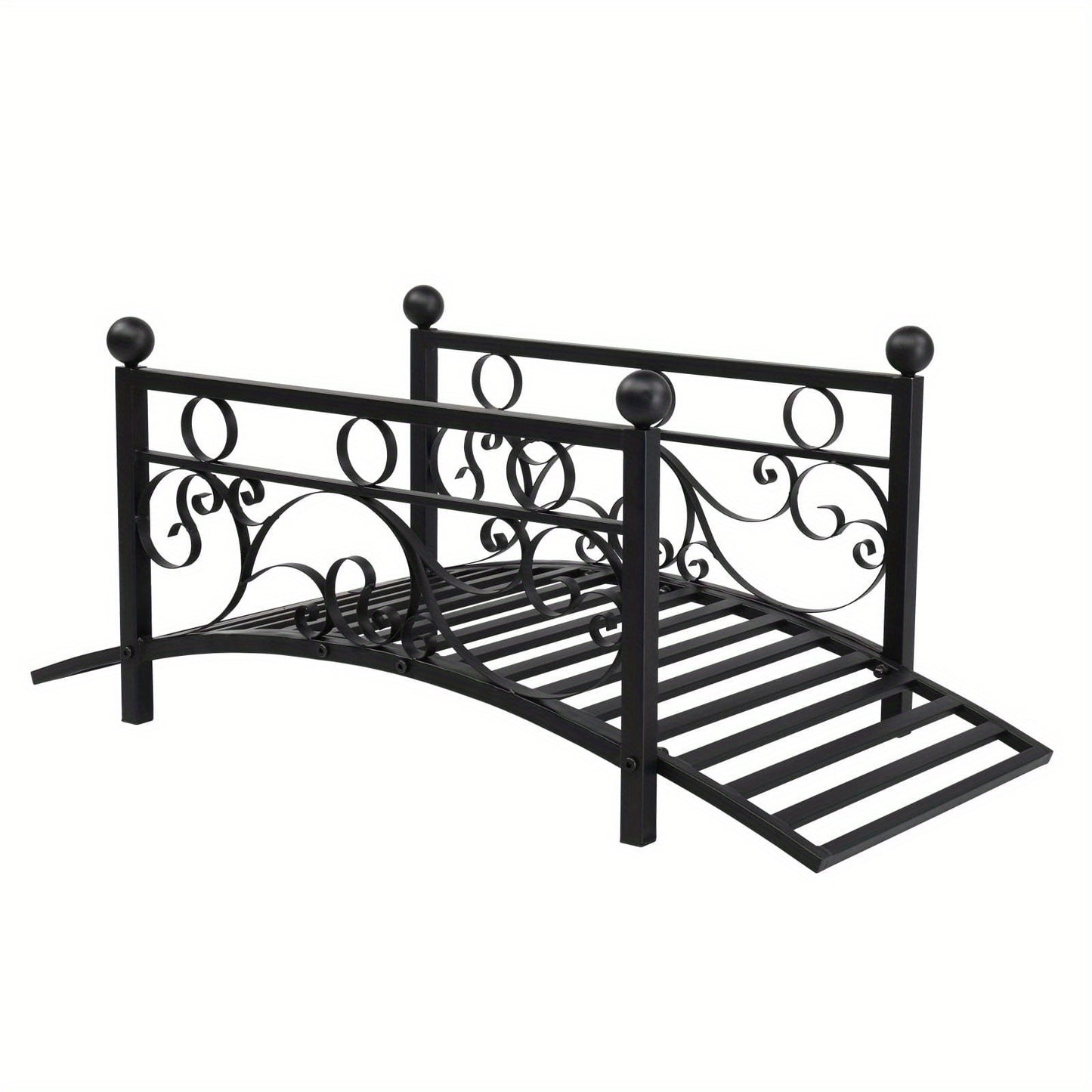 LEADZM Metal Garden Bridge Decorative Arch Walkway With Guardrails