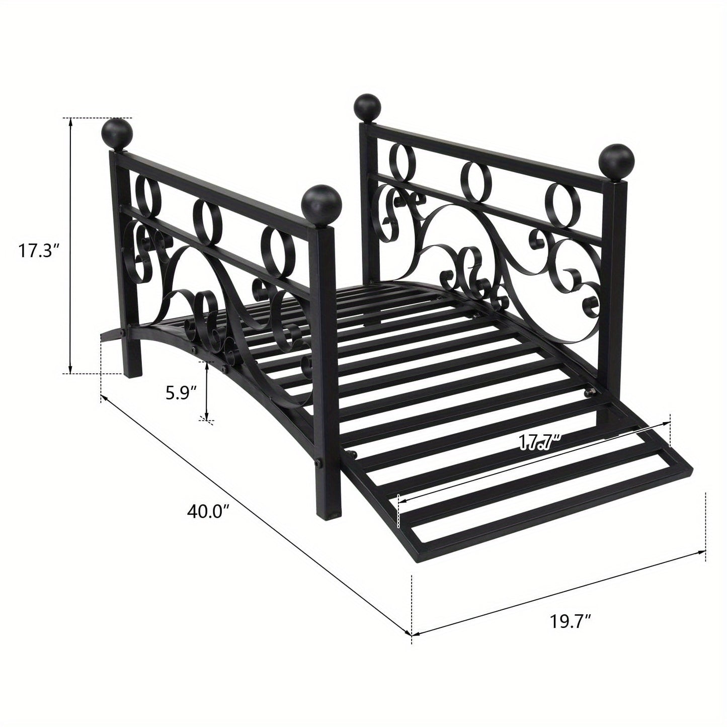 LEADZM Metal Garden Bridge Decorative Arch Walkway With Guardrails