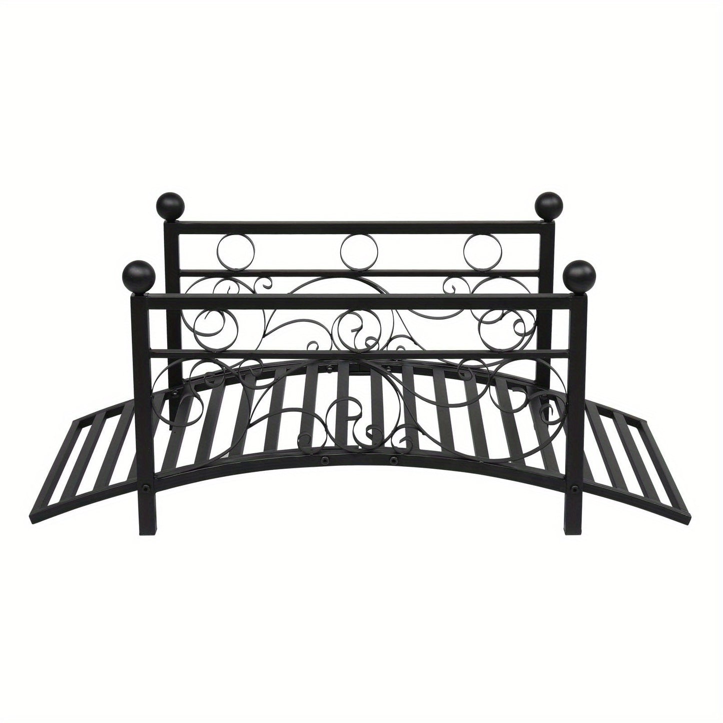 LEADZM Metal Garden Bridge Decorative Arch Walkway With Guardrails