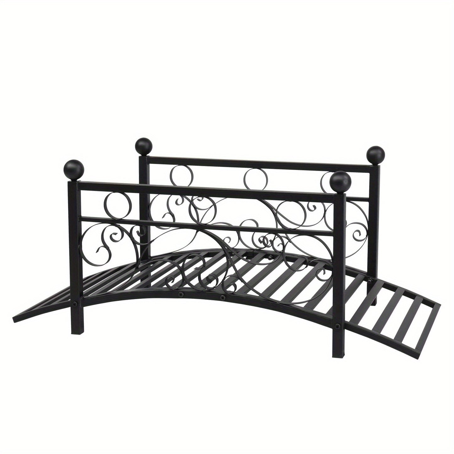 LEADZM Metal Garden Bridge Decorative Arch Walkway With Guardrails