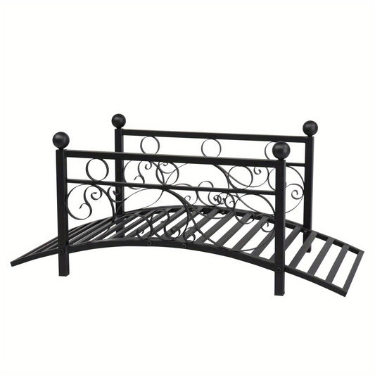 LEADZM Metal Garden Bridge Decorative Arch Walkway With Guardrails
