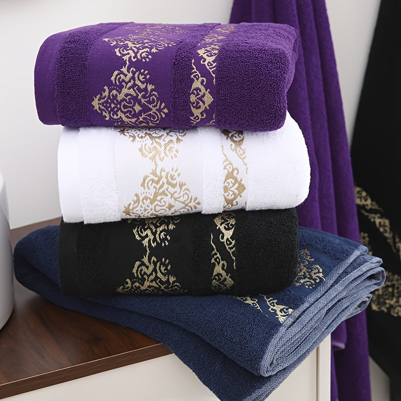 Cotton Bath Towel Set 400 GSM Geometric Embroidery 2 Pieces