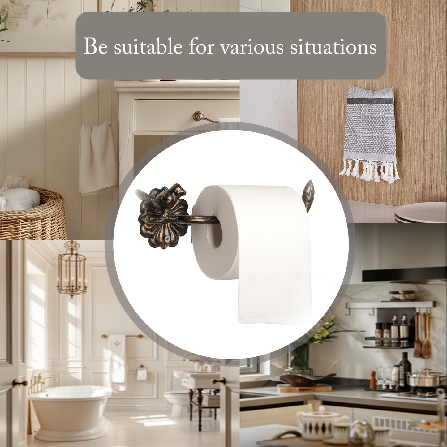 Retro Bird Design Metal Towel Holder Wall Mounted Iron Rack