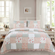 Lightweight Reversible Floral Bedspread Set Patchwork Cotton