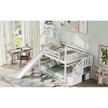 White Space-Saving Design of a Twin Over Twin Bunk Bed Featuring a Convertible Slide And a Staircase with Storage
