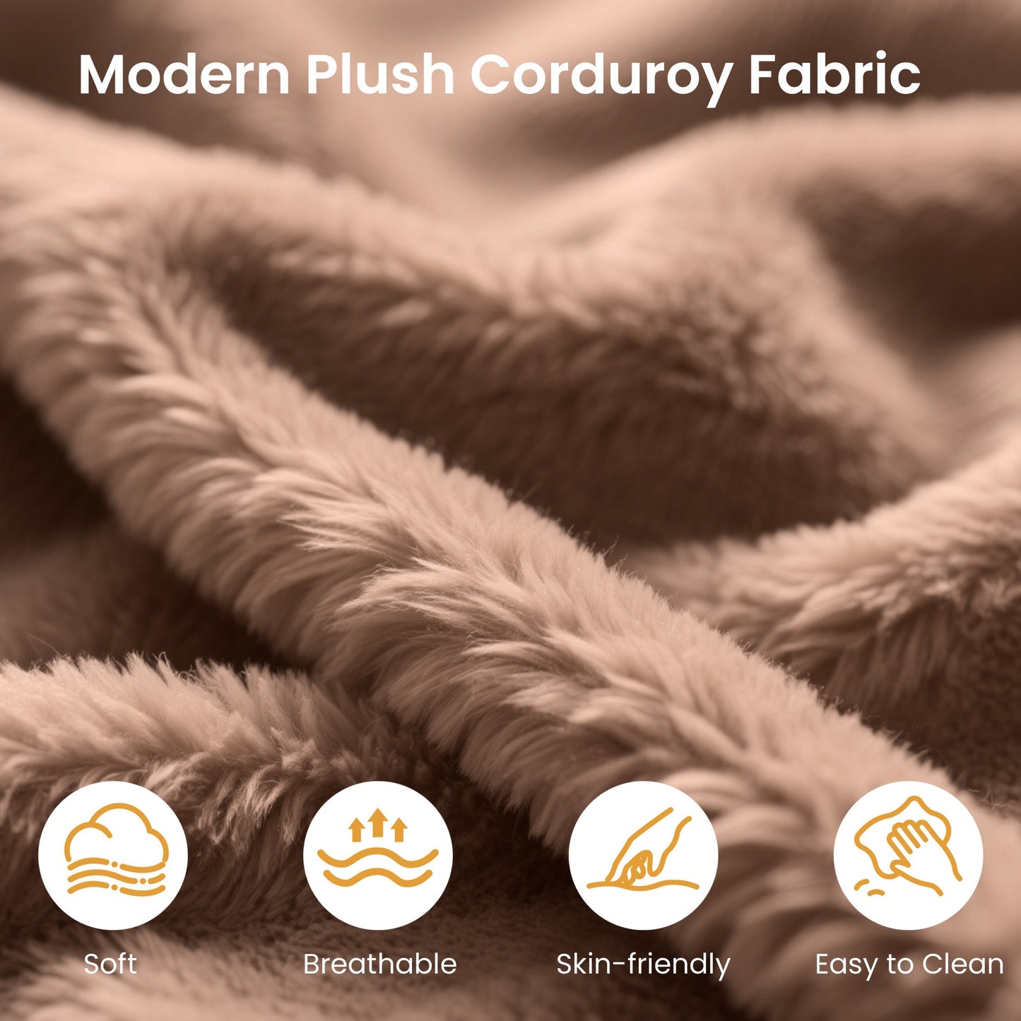 Corduroy Modular Sofa Bed With Built-In Pillows For Living Room