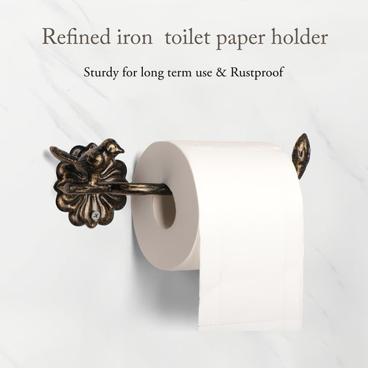 Retro Bird Design Metal Towel Holder Wall Mounted Iron Rack