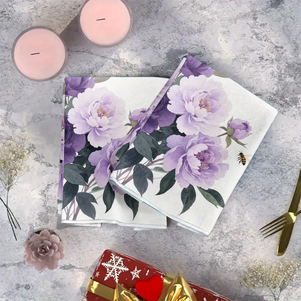 Two-Piece Luxury Peony Hand Towel Set Soft Quick-Dry Machine Washable