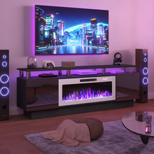 TAVATA Modern Wood Fireplace TV Stand With LED Electric Fireplace