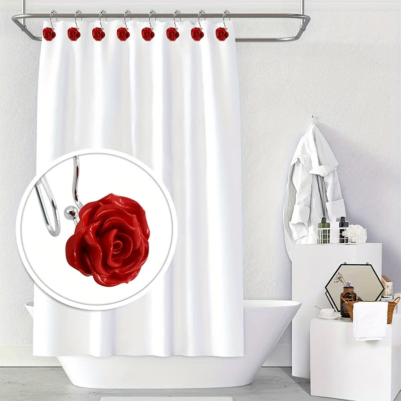 Resin Floral Shower Curtain Hooks Stainless Steel Double Hooks