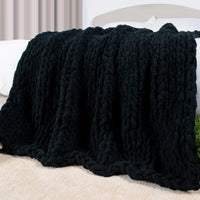 Carriediosa Handcrafted Chunky Knit Chenille Throw Blanket for Couch Sofa