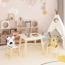 Kids Table And Chair Set With Animal Theme Wood Furniture