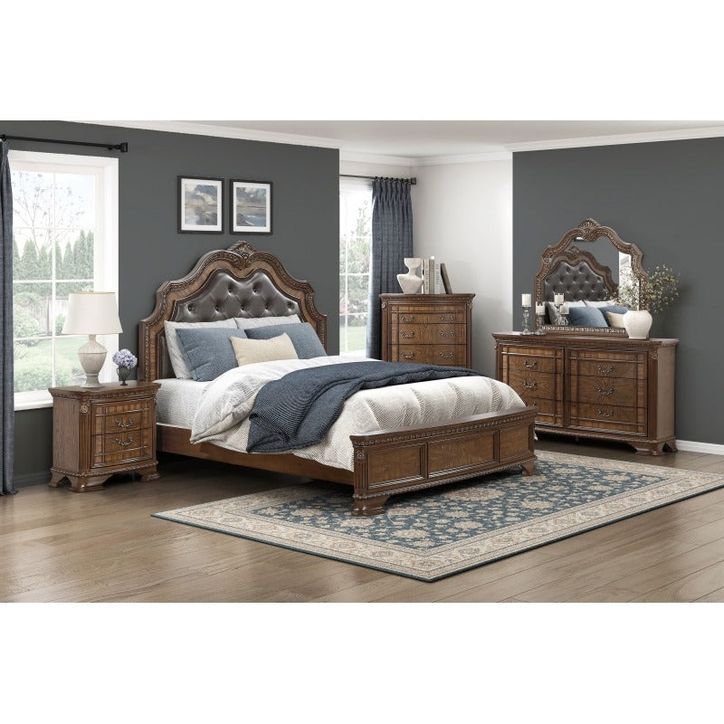 Elegant Upholstered Headboard With Intricate Carvings No Assembly Required