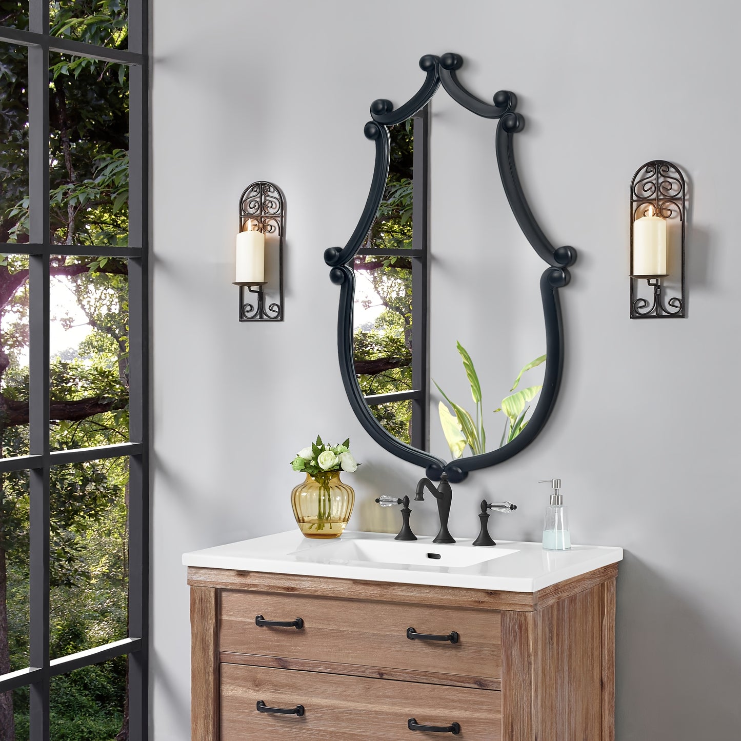 Farmhouse Vanity Mirror Rustic Wall Mount for Living Room Bathroom