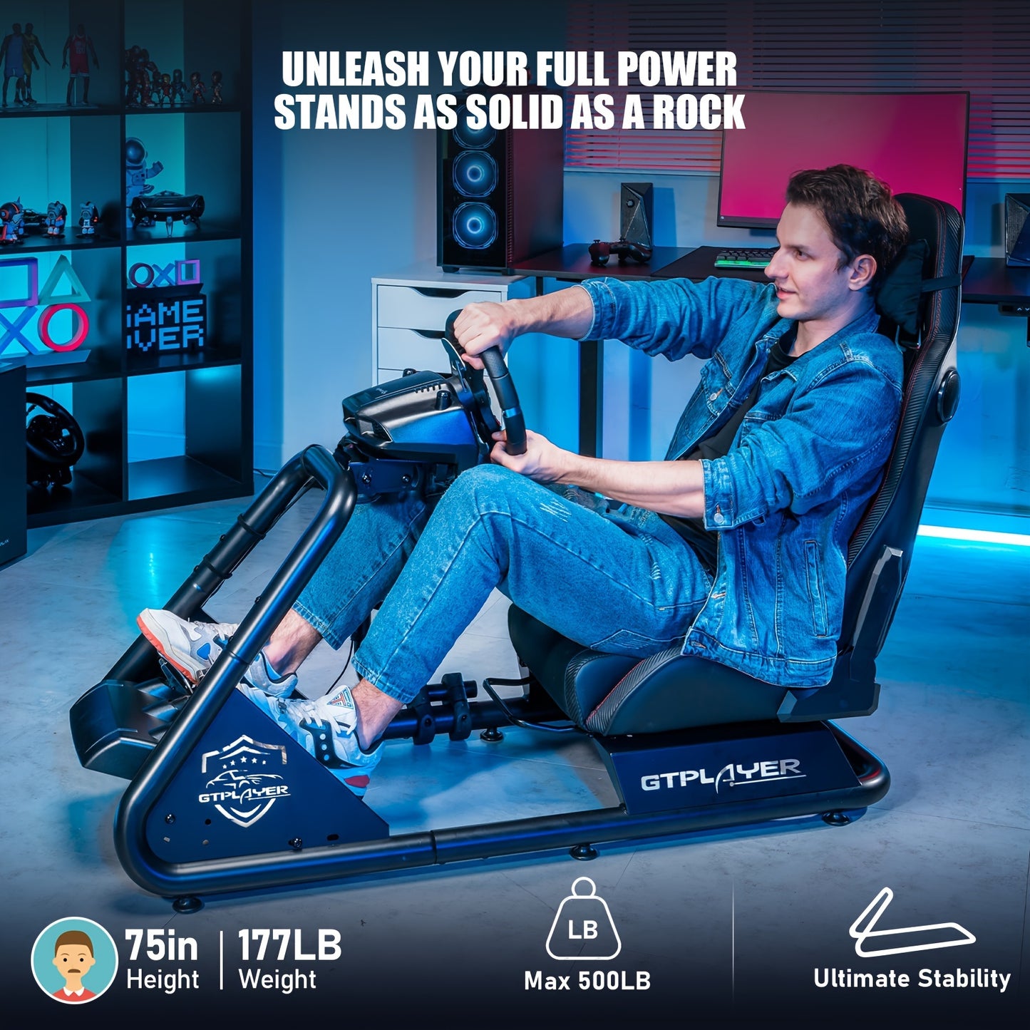 GTRACING Racing Simulator Cockpit with Seats and Alloy Steel Frame