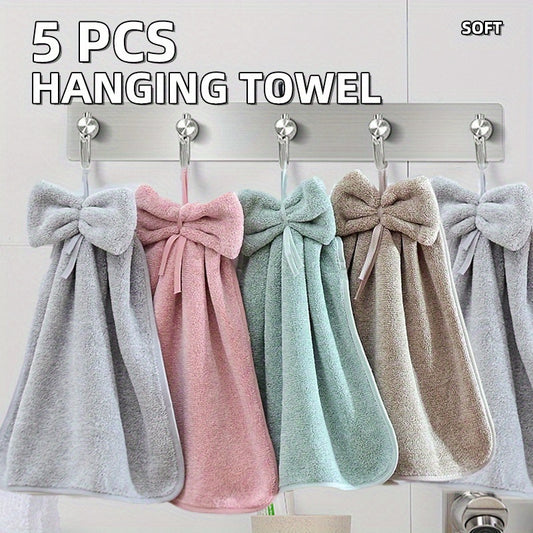 Fleece Bow Hand Towels Modern Kitchen Bathroom Set