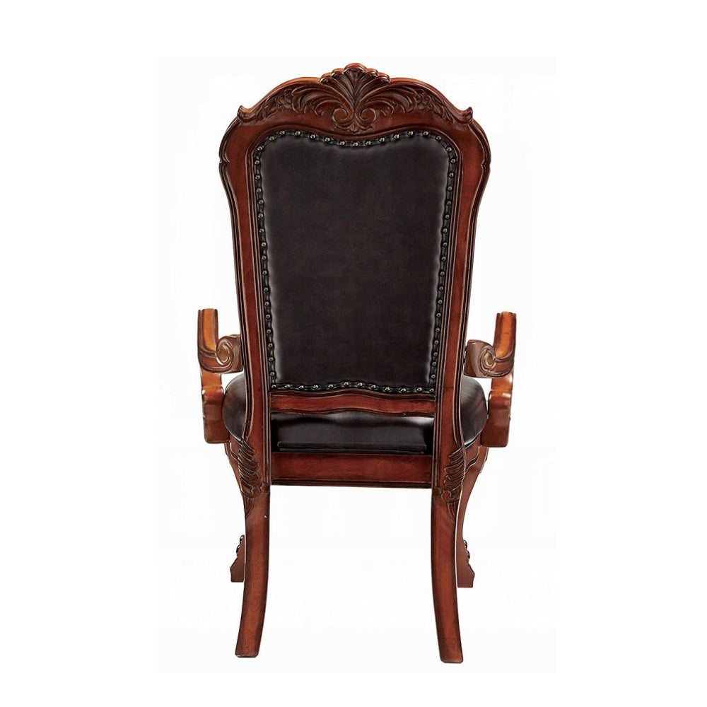 Vinyl Upholstery-Like Arm Chair With Nailhead Trim And Manual Recline