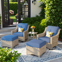 HOOOWOOO Outdoor 360-Degree Swivel Chairs Set With Ottomans And Table