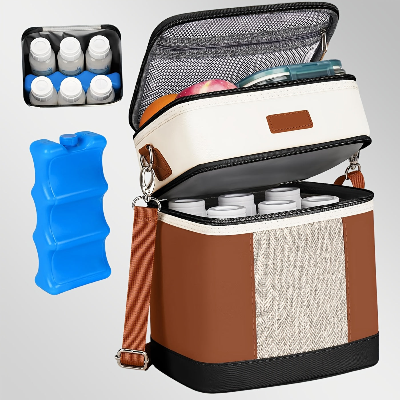 Insulated Breastmilk Cooler Bag For Six Bottles And Snacks