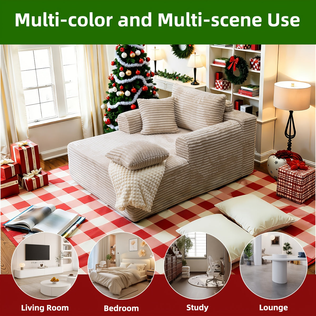 Striped Flannel Lazy Sofa For Cozy Relaxation And Holiday Movies