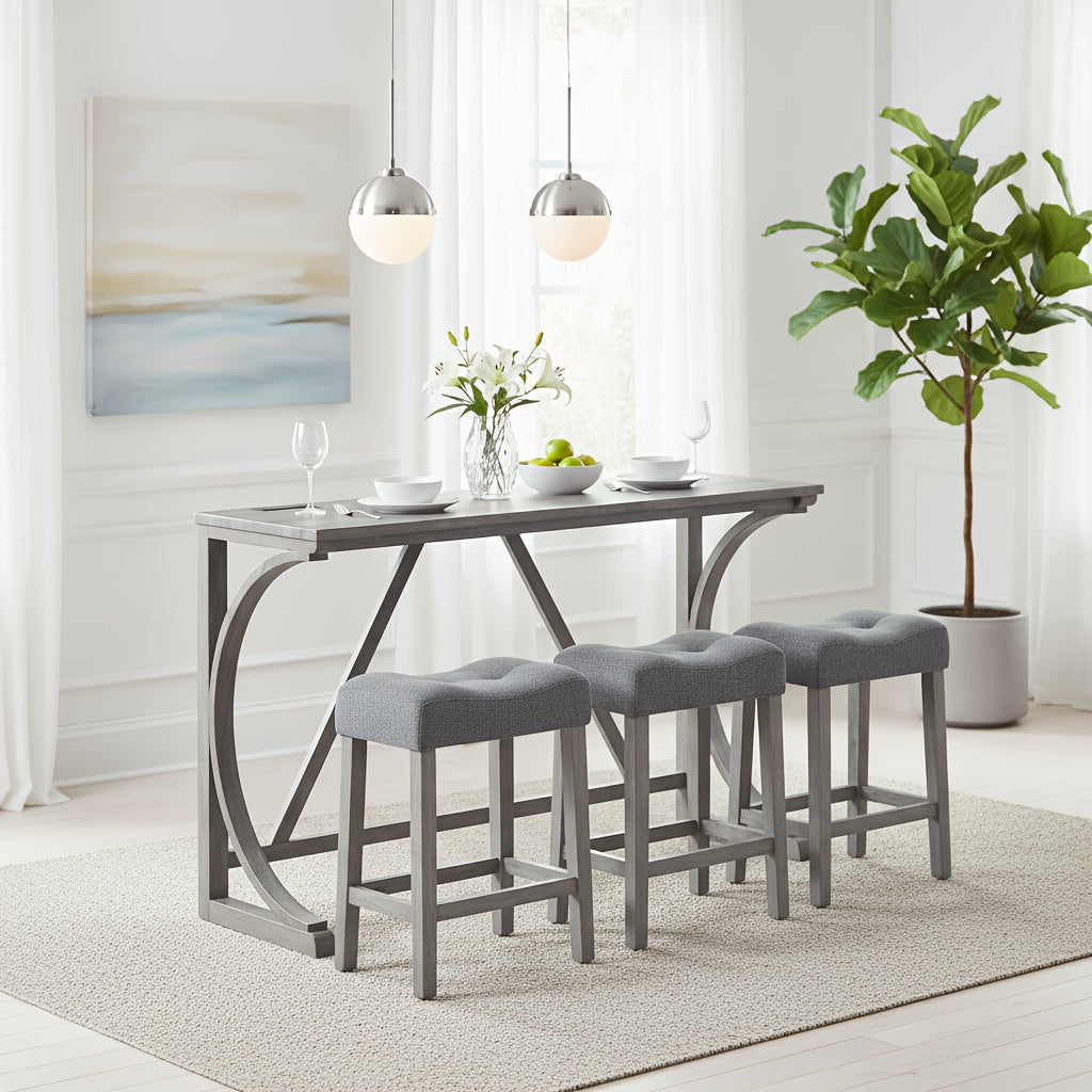 MIKIBAMA 4-Piece Industrial Style Bar Table and Chair Set