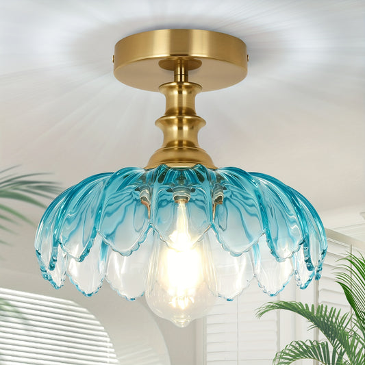 POMITOS Semi-Recessed Retro Gradient Petal Pendant Light Glass Shade