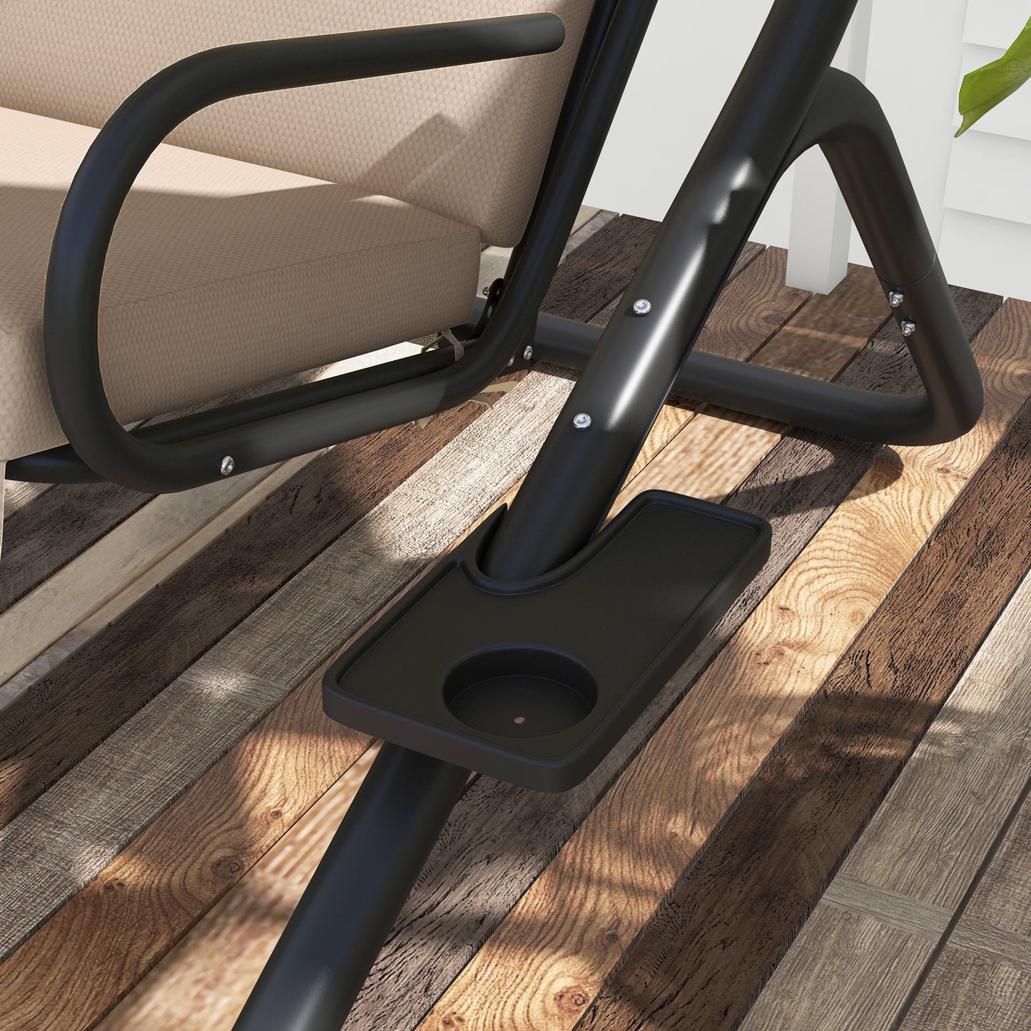 OUTSUNNY Patio Swing Chair With 2 Seats Cup Holders