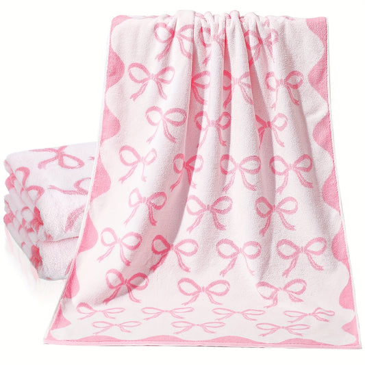 OUTUS Coquette Bow Bath Towels Set Of 2 100 Percent Cotton Absorbent