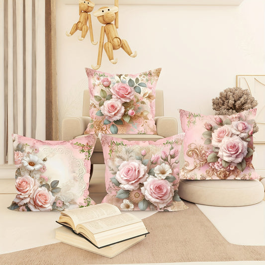 Luxurious French Floral Velvet Pillow Victorian Style With Zipper Washable