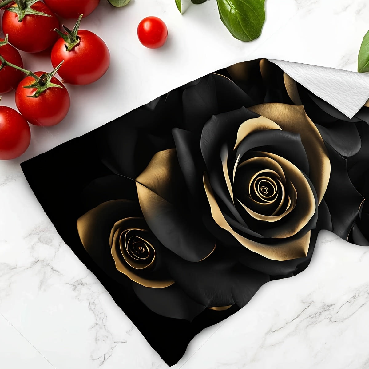 Roses Themed Hand Towels Set 2 Pieces for Bathroom Decor