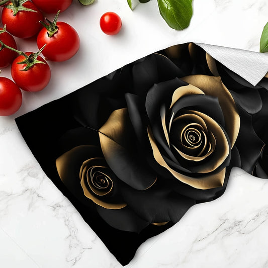 Roses Themed Hand Towels Set 2 Pieces for Bathroom Decor