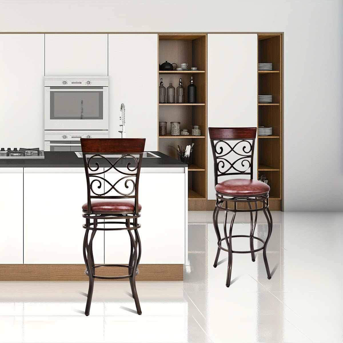 Costway Vintage Swivel Bar Stools Set With Padding