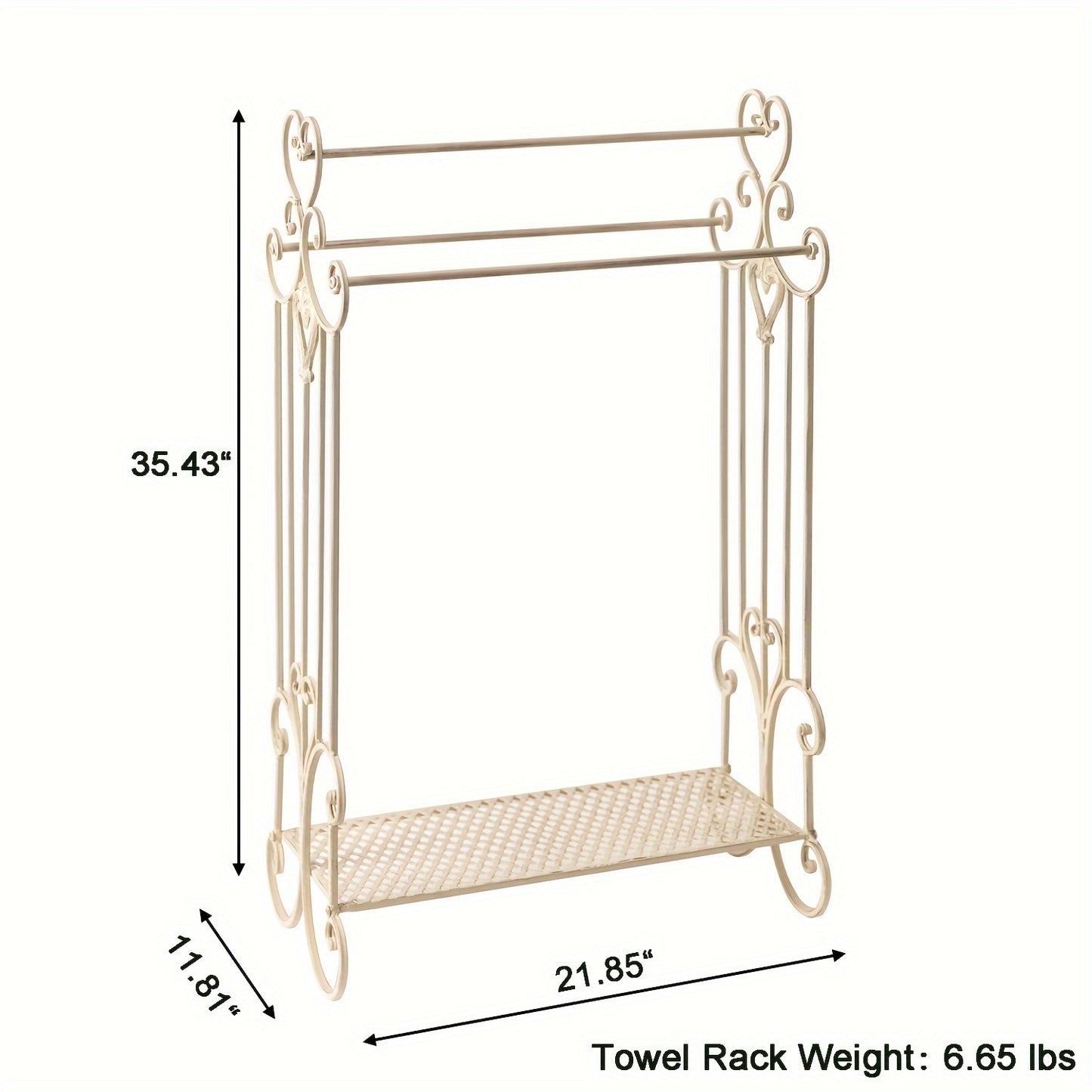 Three Tier Metal Freestanding Towel Rack With Shelf For Bathroom