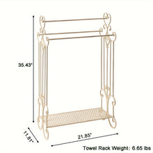 Three Tier Metal Freestanding Towel Rack With Shelf For Bathroom